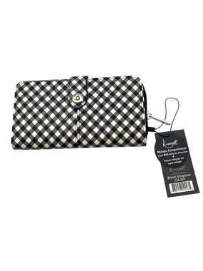 K. Carroll Secure Style Black Gingham RFID Protection Clutch Wallet 7.75" Long